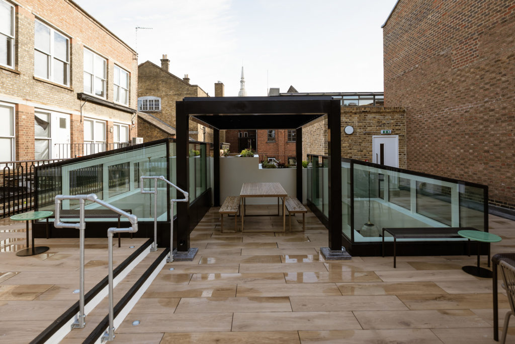 Structural glazed box rooflights forming glazed upstands within London commercial refurbishment.