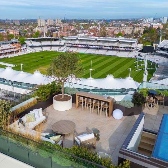 Box Sliding Rooflight Lords View Penthouse Aerial View