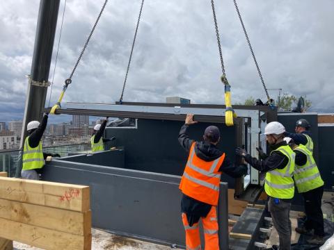 Box Sliding Rooflight Being Craned Into Position