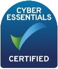 Cyber Essentials Certified badge with a blue background and a tick design.